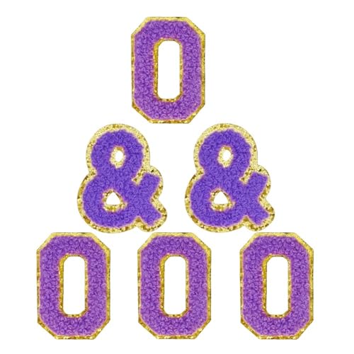 Chenille-Buchstaben-Aufnäher, selbstklebend, für Kleidung, zum Aufkleben, für Taschen, Hüte, Rucksäcke, Jeans, Schuhe, Telefonhülle (Buchstabe O), Violett, 6 Stück von FEIDICK