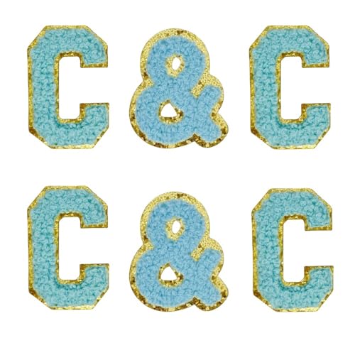 Chenille-Buchstaben-Aufnäher, selbstklebende Buchstaben für Kleidung, Buchstaben zum Aufkleben, für Taschen, zum Aufbügeln für Hüte, Rucksäcke, Aufnäher für Jeans, 6 Stück (Buchstabe C) von FEIDICK