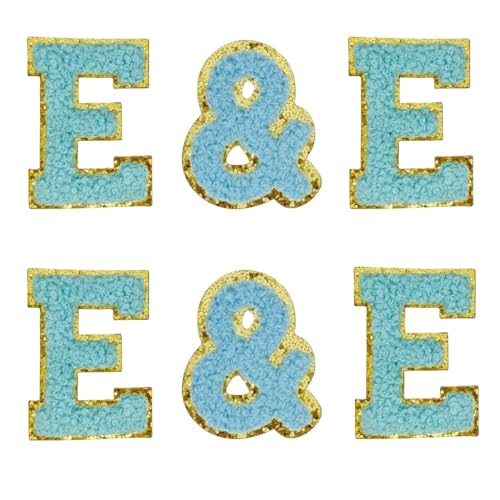 Chenille-Buchstaben-Aufnäher, selbstklebende Buchstaben für Kleidung, Buchstaben zum Aufkleben, für Taschen, zum Aufbügeln für Hüte, Rucksäcke, Aufnäher für Jeans, 6 Stück (Buchstabe E), 5,5 cm von FEIDICK