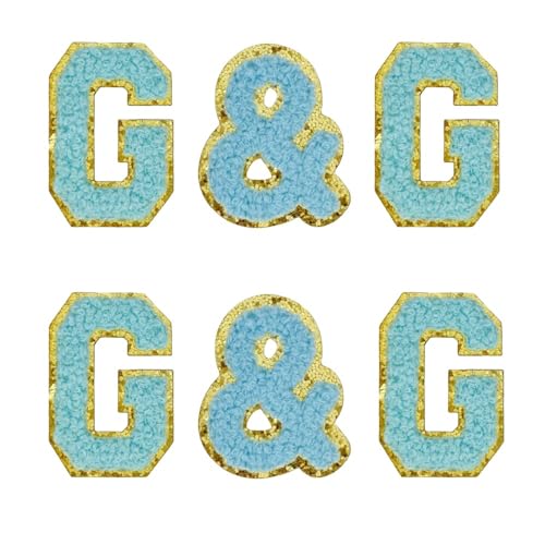Chenille-Buchstaben-Aufnäher, selbstklebende Buchstaben für Kleidung, Buchstaben zum Aufkleben, für Taschen, zum Aufbügeln für Hüte, Rucksäcke, Aufnäher für Jeans, 6 Stück (Buchstabe G) von FEIDICK