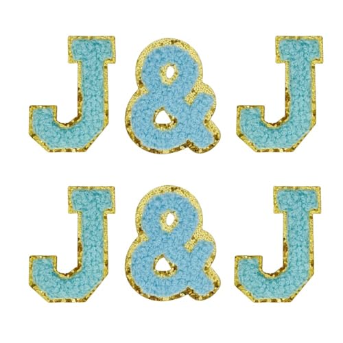 Chenille-Buchstaben-Aufnäher, selbstklebende Buchstaben für Kleidung, Buchstaben zum Aufkleben, für Taschen, zum Aufbügeln für Hüte, Rucksäcke, Aufnäher für Jeans, 6 Stück (Buchstabe J), 5,5 cm von FEIDICK
