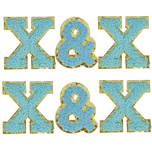 Chenille-Buchstaben-Aufnäher, selbstklebende Buchstaben für Kleidung, Buchstaben zum Aufkleben, für Taschen, zum Aufbügeln für Hüte, Rucksäcke, Aufnäher für Jeans, 6 Stück (Buchstabe X), 5,5 cm von FEIDICK