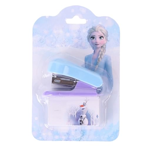 Feifei'S Bow Mini Müheloses Kitty Princess Schreibtischhefter mit 1000 Standard-Heftklammern Nr. 10, niedliches Heftgerät, Geschenk für Schüler und Büro, Schule, Schreibwaren (Frozen) von FEIFEI'S BOW