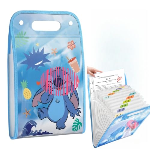 Feifeis Bow Princess A4 Fächermappe Organizer, 13 Fächer, große Kapazität, Dokumentenmappe, Akkordeon-Dokumenten-Organizer mit bunten Etiketten-Tabs, Griff, Büro Schule (Stch Bag, A4) von FEIFEI'S BOW