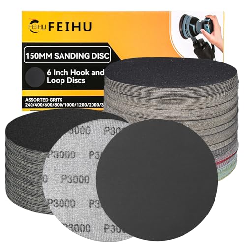 FEIHU 20 Stück Schleifscheiben 150mm klett 3000 körnung Schleifpapier Set für Rund Exzenterschleifer für Holz Metall und Farbe FEIHU 20 Stück Schleifscheiben 150mm klett 3000 körnung Schleifpapier Set für Rund Exzenterschleifer für Holz Metall und Farbe von FEIHU