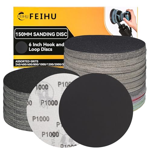 FEIHU 30 Stück Schleifscheiben 150mm klett 1000 körnung Schleifpapier Set für Rund Exzenterschleifer für Holz Metall und Farbe FEIHU 30 Stück Schleifscheiben 150mm klett 1000 körnung Schleifpapier Set für Rund Exzenterschleifer für Holz Metall und Farbe von FEIHU