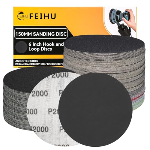 FEIHU 30 Stück Schleifscheiben 150mm klett 2000 körnung Schleifpapier Set für Rund Exzenterschleifer für Holz Metall und Farbe FEIHU 30 Stück Schleifscheiben 150mm klett 2000 körnung Schleifpapier Set für Rund Exzenterschleifer für Holz Metall und Farbe von FEIHU