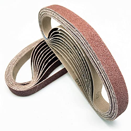 FEIHU Aluminiumoxid-Schleifbänder 30x533 mm.5 verschiedene Körnungen.jeweils 6 X 40/80/120/180/320,Schleifband-Set, für Bandschleifer| Polieren Metall|Holz(30 Stück) von FEIHU