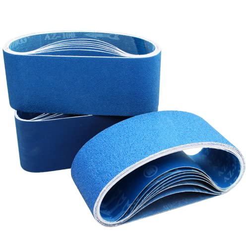 FEIHU Berufliches Schleifband Set 12 Stück, 100 x 610 mm, 2 Stück pro Körnung (60, 80, 100, 120, 240, 320) ， Zirkoniumoxid Schleifbänder für Bandschleifer von FEIHU