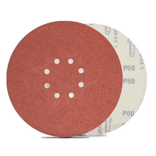 FEIHU 15 Stück 225mm 8 Loch Klett Schleifscheiben, P60 Körnung, 9 inch Klett Schleifpapier runde Schleifpapierpads für Trockenbauschleifer mit Löchern, Giraffenschleifer FEIHU 15 Stück 225mm 8 Loch Klett Schleifscheiben, P60 Körnung, 9 inch Klett Schleifpapier runde Schleifpapierpads für Trockenbauschleifer mit Löchern, Giraffenschleifer von FEIHU