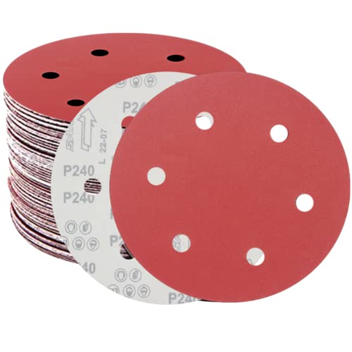 FEIHU Schleifscheiben Ø 225 mm | Körnung 5 x P40/60/100/120/180/240 | 6 Löcher in Rot | Schleifpapier für Trockenbau, Langhalsschleifer Set mit 30 Scheiben FEIHU Schleifscheiben Ø 225 mm | Körnung 5 x P40/60/100/120/180/240 | 6 Löcher in Rot | Schleifpapier für Trockenbau, Langhalsschleifer Set mit 30 Scheiben von FEIHU