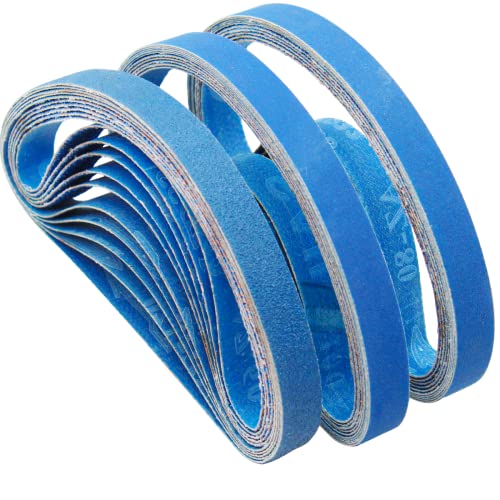 FEIHU Zirkonkorund Schleifbänder 20 x 520 mm je 5 x Körnung 60,80,100,120,240,320 für Bandschleifer,Druckluft,Bandschleifer für Fein BF 10-280 E Bandfeile Schleifbänder Set 30 Stück von FEIHU