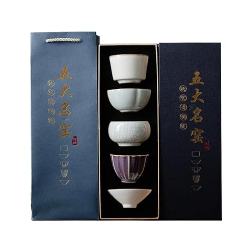 Teeservice Keramik Master Cup Persönliche Teetasse Chazhan Teeschale Brennöfen Der Song-Dynastie Geschenkbox-Set Teetassen-Set(Type-D) von FEILIV