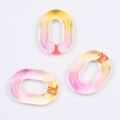 FEINIAO 50/100 Stück 14 * 19 mm transparentes Acryl-Kettenglied mit Farbverlauf zur Herstellung von zusammengesetzten Kettenschmuck aus Kunststoff, Schlüsselanhänger, Halskette, Armband von FEINIAO