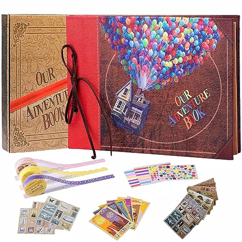 Abenteuerbuch handgefertigt, 30,3 cm x 19,4 cm, Scrapbook, Fotoalbum, zeitlose Erinnerung, mit geprägten 3D-Buchstaben im Retrostil auf Ledereinband, ideales Geschenk für Paare, Freunde und von FEIYU BUY