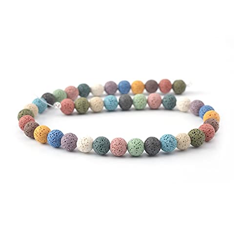 Vulkanische Lava-Naturstein-Perlen, bunt, schwarz, rund, Lava-Perlen, 6 mm - 16 mm, für DIY-Halsketten, Armbänder, Schmuckherstellung von FEIZHU