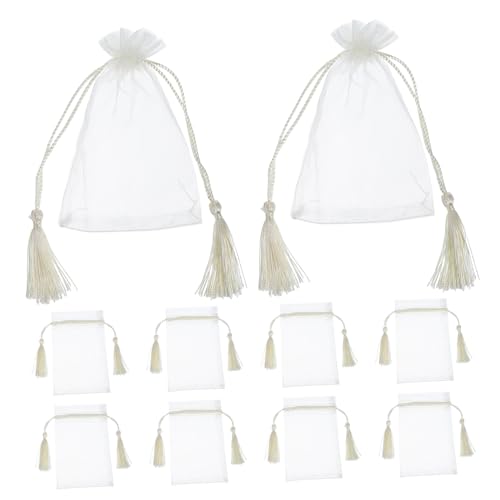FELTECHELECTR 10 Stück Organza - beutel Mit Kordelzug Für Süßigkeiten , Transparente Organza - beutel Mit Quaste Für Einfachen Zugang , Elegante Organza - beutel Mit Kordelzug von FELTECHELECTR
