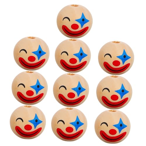 FELTECHELECTR 10Stücke Clown Holzperlen zum Basteln DIY Schmuckzubehör für Armbänder Ohrringe und Kreative Kinderaktivitäten Skurriles Design für Spaß und FELTECHELECTR 10Stücke Clown Holzperlen zum Basteln DIY Schmuckzubehör für Armbänder Ohrringe und Kreative Kinderaktivitäten Skurriles Design für Spaß und von FELTECHELECTR