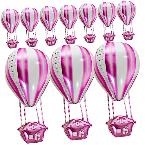 FELTECHELECTR 10st Heißluftballon Heliumballon Scheinwerfer Geburtstagsballons Dekoration Babydekorationen Dekorationen Für Flugzeugpartys Kind Aluminiumfolie Metall Rosa Korb von FELTECHELECTR