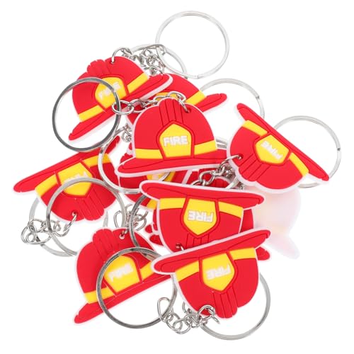 FELTECHELECTR 12 Stück Feuerwehr-bauarbeiterhelm-schlüsselanhänger, Ornament, Feuerwehrmann-schlüsselanhänger, Feuerwehr-bauarbeiterhelm-schlüsselanhänger, Anhänger, Partygeschenke, von FELTECHELECTR