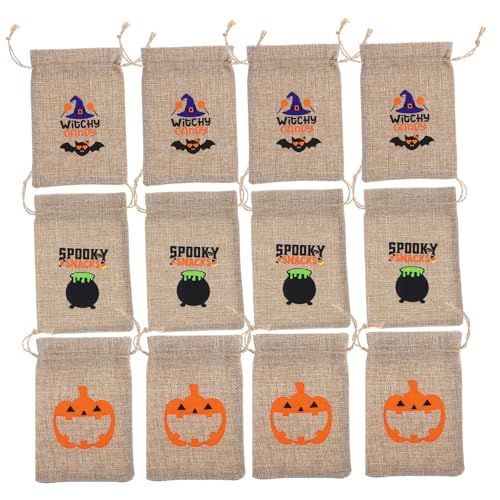 FELTECHELECTR 12 Stück Halloween-geschenktüten Mit Cartoon-kordelzug, Halloween-party-goodies-taschen von FELTECHELECTR