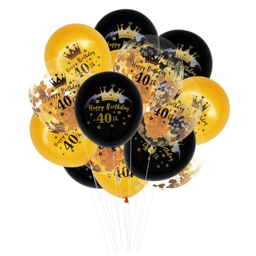 FELTECHELECTR 15st Geburtstag Luftballons Geburtstags-konfetti-ballon 40. Geburtstag 40 Jahre Alte Geburtstagsdekoration 40 Latexballon Dekoration Zum 40-jährigen Jubiläum Foto Kranz Emulsion von FELTECHELECTR