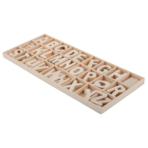 FELTECHELECTR 1Satz DIY Holzbuchstaben Set mit Aufbewahrungstablett Unvollendete Alphabet Holzspielzeuge für Scrapbooking und Kreative Projekte Frühe Alphabetisierung und Dekoration von FELTECHELECTR
