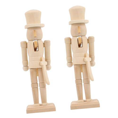 FELTECHELECTR 2 Stück Unbemalter Holz Knacker Soldat Xmas Ornament DIY Bastelset Stabile Dekoration Weihnachtsfigur aus Holz zum Bemalen von FELTECHELECTR