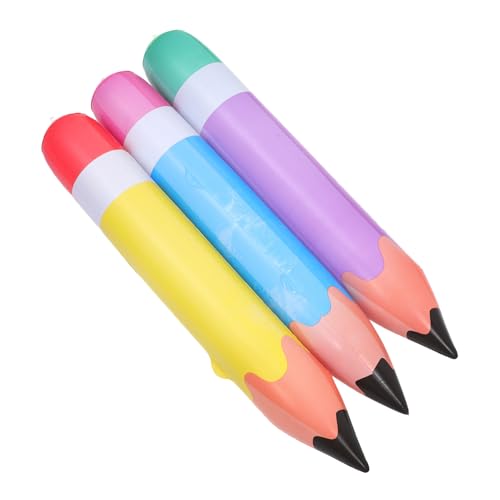 FELTECHELECTR 3 Stück Teiliges Aufblasbares PVC Bleistiftspielzeug Bunte Riesenstifte in Gelb Dekorative Schulanfang Party Deko für Innen und Außen Festliche Klassenraumdekoration von FELTECHELECTR
