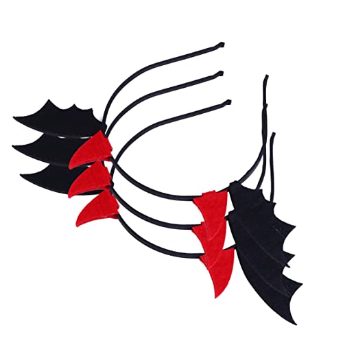 FELTECHELECTR 3 Stück Teiliges Halloween-haarband mit Kleinen Teufelshörnern und Fledermausflügeln Festlicher Kopfschmuck für Mädchen und Erwachsene Bequemes Halloween-accessoire für von FELTECHELECTR