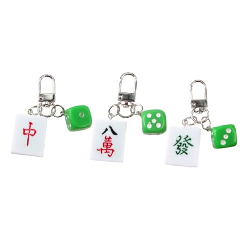 FELTECHELECTR 3St Mahjong-Schlüsselanhänger Schlüsselanhänger mit Mahjong-Fliesen Würfel-Schlüsselanhänger Schlüsselbund Schlüsselringe Mahjong hängend schmücken Taschendekor von FELTECHELECTR