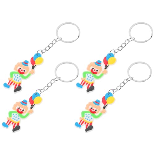 FELTECHELECTR 4 Stück Clown-Schlüsselanhänger Schlüsselbund Zirkus-Karneval-Partygeschenke Schlüsselanhänger mit Auto-Dekor Geldbörsen kleiner Schlüsselanhänger für die Handtasche Schlüsseldekor von FELTECHELECTR