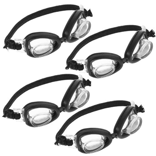 FELTECHELECTR 4 Stück Puppe Mini-Schwimmbrille Spielzeug Puppen Schwimmbad Puppe Verkleiden Sich Brillen Mini-Brille Zum Anziehen Der Puppe Winzige Brille Black Plastik von FELTECHELECTR