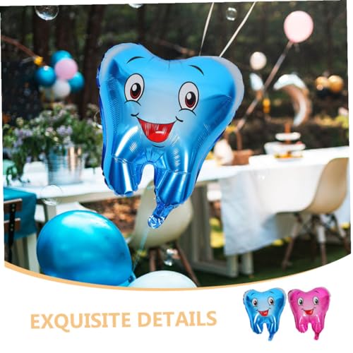 FELTECHELECTR 4 Stück Teiliges Zahn aluminiumfolienballons in Blau und Rosa Langlebige Auslaufsichere Partydekoration für Student Graduation Babyparty Erstkommunion und Zahnarzt mottopartys von FELTECHELECTR