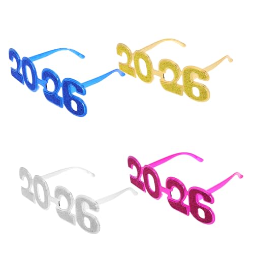 FELTECHELECTR 4-teilige Abschlussbrillen 2026: Glitzerbrillen, Fotoautomaten-requisiten, Glückwunsch-absolventen-partygeschenk, Lustige Dekoration Für College-brillen, Klasse Von 2026 von FELTECHELECTR
