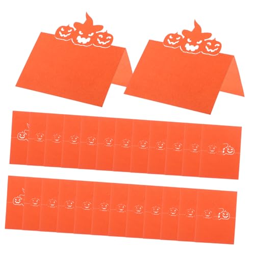FELTECHELECTR 50 Stück Herbst Tischkarten mit Kürbis Faltbare Namenskarten aus Robustem Papier für Halloween Thanksgiving Hochzeiten und Familienfeiern Vielseitig Einsetzbare Platzkarten von FELTECHELECTR