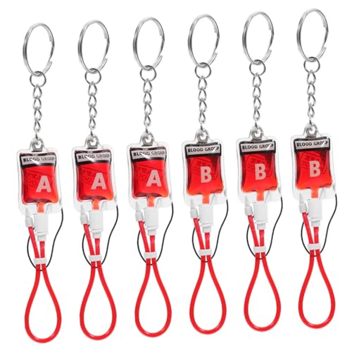 FELTECHELECTR 6 Stück Einzigartige Schlüsselanhänger , Blutgruppen - charm - , Blutgruppen - ornament , Dekorativer Kleiner Schlüsselanhänger , , Schlüsselanhänger , von FELTECHELECTR