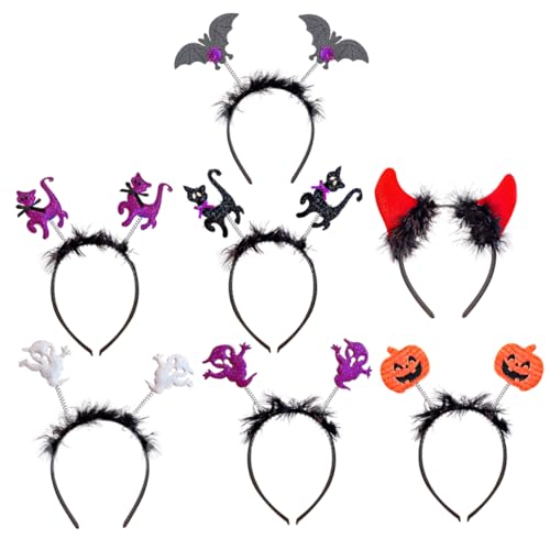 FELTECHELECTR 7 Stück Teiliges Halloween Teufelshörner Haarband Flexibler Kopfschmuck Leuchtenden Farben Geeignet für Mädchen Kostümpartys Karneval Halloween Feiern Langlebig und Dekorativ von FELTECHELECTR