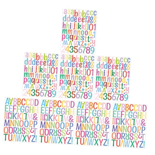 FELTECHELECTR 8 Blätter Selbstklebende Vinyl Buchstaben Zahlen Aufkleber Bogen Bunte Alphabet Nummern Sticker für Scrapbooking DIY Beschriftung Langlebig Leicht Ablösbar von FELTECHELECTR