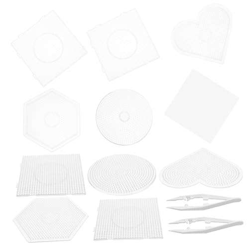 FELTECHELECTR DIY Bügelperlen Steckplatten Transparente Große und Kleine Perlenbretter in Runden Quadratischen Sechseckigen und Herzförmigen Formen Vielseitig für Kreative Schmuckherstellung von FELTECHELECTR