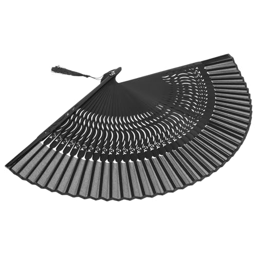 FELTECHELECTR Faltbarer Handfächer Chinesischer Stil Schwarz Eleganter Tanzfächer Mit Spitze Und Quaste Für Performance Dekoration FELTECHELECTR Faltbarer Handfächer Chinesischer Stil Schwarz Eleganter Tanzfächer Mit Spitze Und Quaste Für Performance Dekoration von FELTECHELECTR