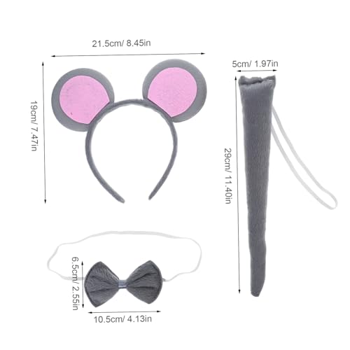 FELTECHELECTR Graues Mausohren Haarreif Set mit Fliege und Stabiles Bequemes Cosplay Zubehör für Erwachsene Niedliches Ratten Stirnband für Halloween Party und Karneval FELTECHELECTR Graues Mausohren Haarreif Set mit Fliege und Stabiles Bequemes Cosplay Zubehör für Erwachsene Niedliches Ratten Stirnband für Halloween Party und Karneval von FELTECHELECTR