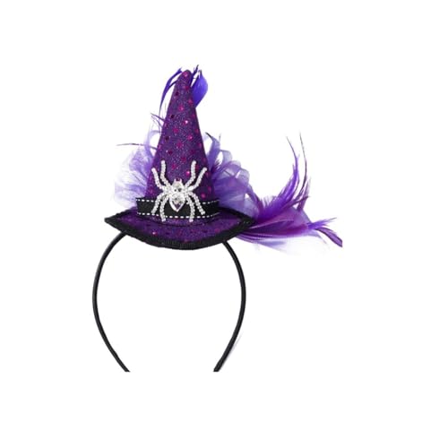 FELTECHELECTR Halloween Haarreif Violett Spinnen Hexenhut Flexibel Verstellbar Leicht für Mädchen Party Karneval Kostüm Zubehör von FELTECHELECTR