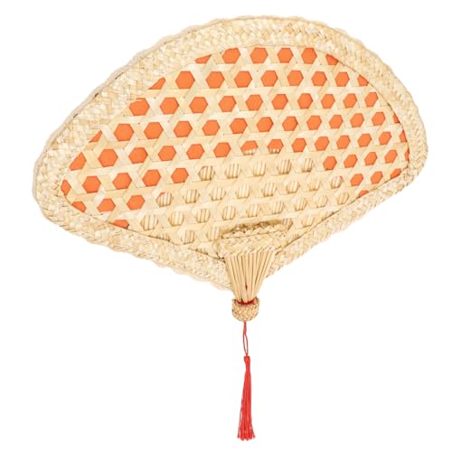 FELTECHELECTR Sommerstrohfan gewebter Fan rustikale Handfächer handgefertigter Lüfter Rustikales Handfächer- Fächer aus Bastgeflecht gewebter Handventilator Tragbarer Handventilator von FELTECHELECTR