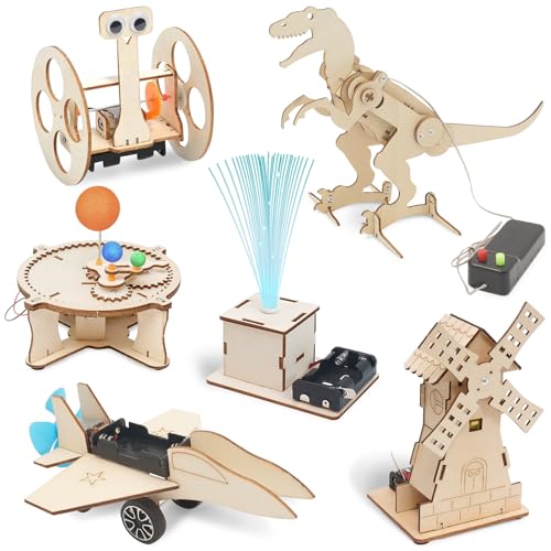 FEMBW Experimente für Kinder ab 8 9 10 11 12, 6 PCS Baukasten DIY Spielzeug Roboter, Experimentierkasten STEM Spielzeug, Holzbausatz Kinder für Geschenke ab 8-14 Jahre Jungen von FEMBW