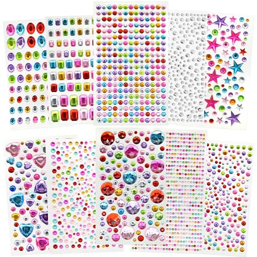 FEMBW Glitzersteine Selbstklebend, 2442 Stück Strasssteine Bunt Selbstklebend Gesicht, 3-20mm Glitzersteine zum Basteln Verschiedene Formen, Glitzer Sticker für Kinder Handwerke, Grußkarten FEMBW Glitzersteine Selbstklebend, 2442 Stück Strasssteine Bunt Selbstklebend Gesicht, 3-20mm Glitzersteine zum Basteln Verschiedene Formen, Glitzer Sticker für Kinder Handwerke, Grußkarten von FEMBW