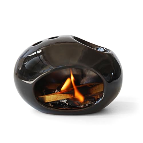 FEMONGY duftlampe Keramik aus Keramik duftöl Lampe, duftlampe für ätherische öle, duftöllampe für Duftendes Pulver, Wesen, Perikarp, Palo Santo Sticks, 9,5 * 6cm, Schwarz von FEMONGY