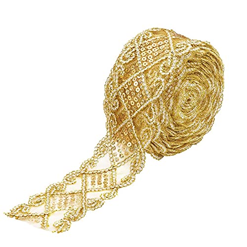 FENGHUNAYUE Band mit Pailletten, Spitze, Basteln, goldfarben, Dekoration für Kleidung, Kunsthandwerk, Folklore-Kostüme, Tanz, Heimtextilien, Vorhänge, Kleidung und andere FENGHUNAYUE Band mit Pailletten, Spitze, Basteln, goldfarben, Dekoration für Kleidung, Kunsthandwerk, Folklore-Kostüme, Tanz, Heimtextilien, Vorhänge, Kleidung und andere von FENGHUNAYUE