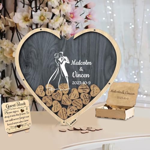 Personalisiertes Hochzeitsgästebuch,Individuelle Namen und Datum Gästebuch,Hochzeit Kreative Dekoration,Kreatives Gästebuch in Herzform aus Holz Fotorahmen Personalisiertes Hochzeitsgästebuch,Individuelle Namen und Datum Gästebuch,Hochzeit Kreative Dekoration,Kreatives Gästebuch in Herzform aus Holz Fotorahmen von FENGHUO