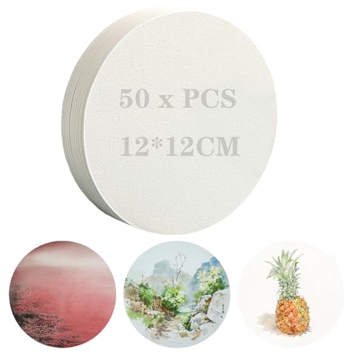 50 Blatt dickes weißes Zeichenpapier, rund, 300 g Baumwoll-Aquarellpapier, Aquarellkarten mit 1 Pinsel, Aquarellpapier, Großpackung für Anfänger, Künstler, Erwachsene, Studenten, Malen, Zeichnen (11,9 50 Blatt dickes weißes Zeichenpapier, rund, 300 g Baumwoll-Aquarellpapier, Aquarellkarten mit 1 Pinsel, Aquarellpapier, Großpackung für Anfänger, Künstler, Erwachsene, Studenten, Malen, Zeichnen (11,9 von FENGJINGJIACHENG
